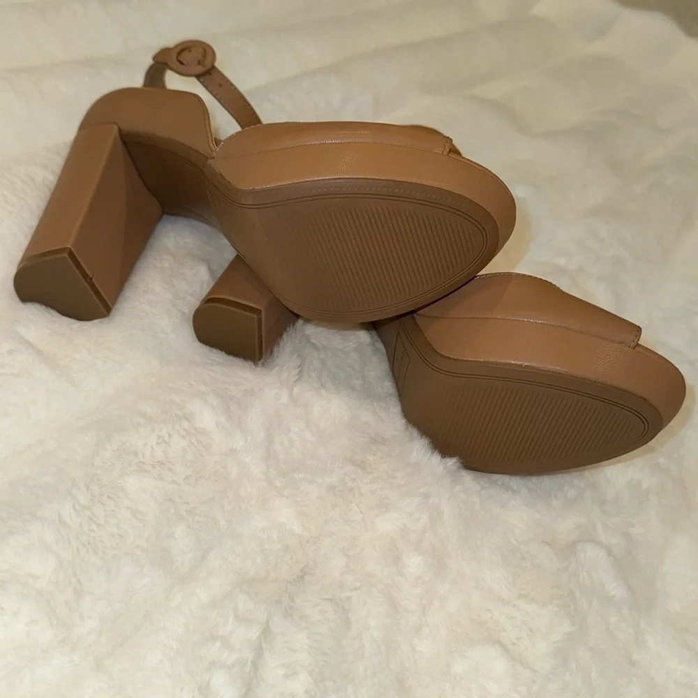 Sun + Stone Nude Leather Platform Heels, US 8 - Picture 3 of 3